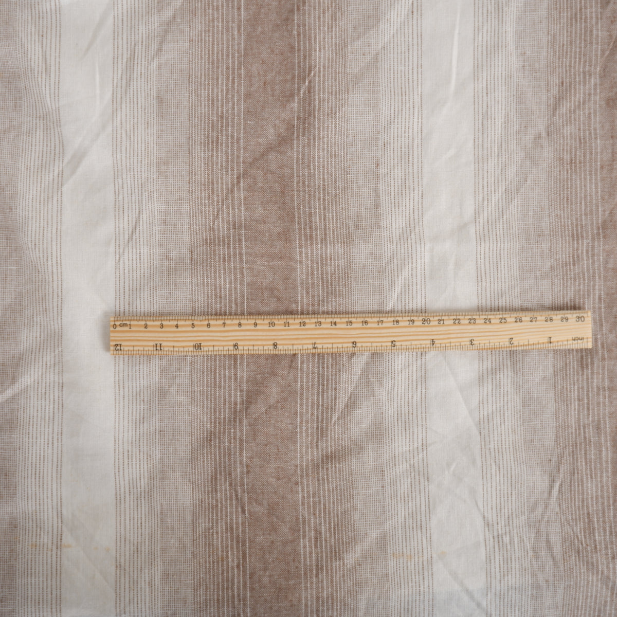 Premium Linen striped Fabric in beige white - Medium weight OMBRE
