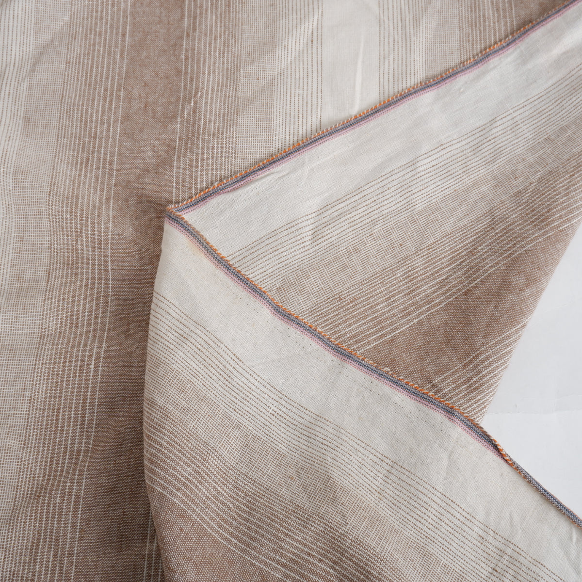 Premium Linen striped Fabric in beige white - Medium weight OMBRE