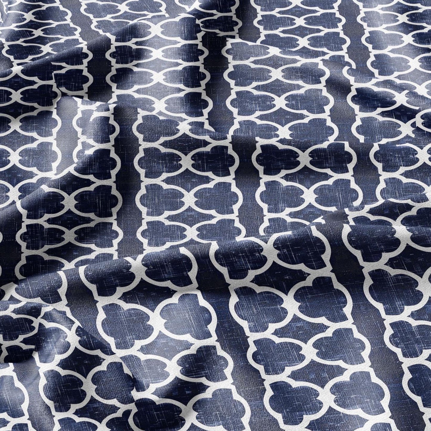100% LINEN Fabric Indigo blue abstract print - blue linen Arabesque fabric for upholstery home decor dress making