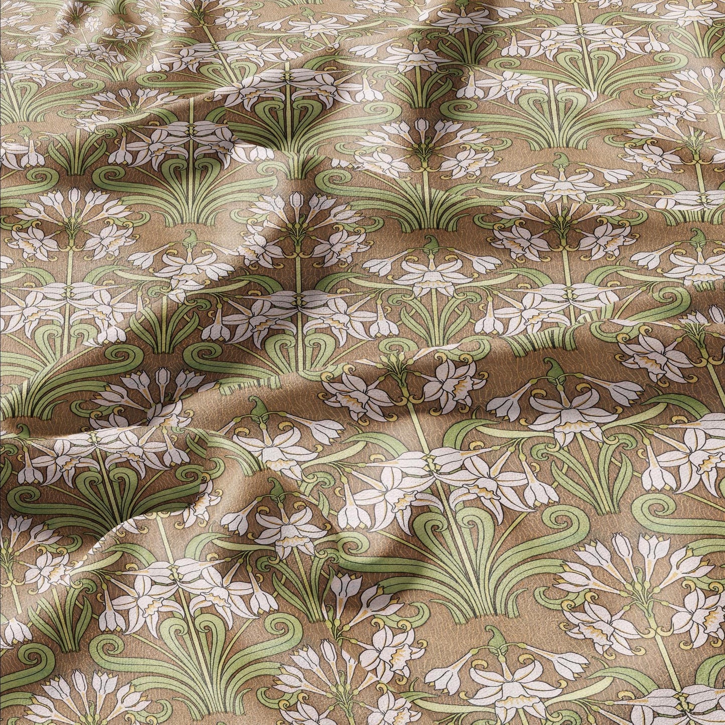 100% linen Art Nouveau Print fabric for Curtain Upholstery Cushion - Floral fabric Jonquil - fabric material for dress making sewing