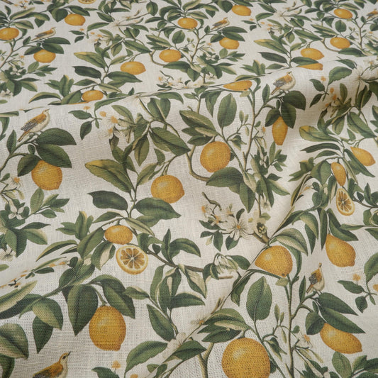 100% LINEN Fabric Italian lemon pattern on linen fabric - linen fabric for upholstery home decor dressmaking clothing sewing LithuanianLinen