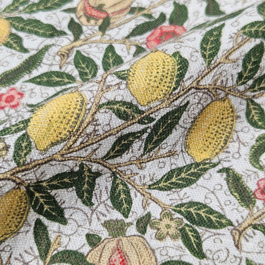 100% linen fabric with William morris Pomegranate print -Art crafts Victorian flax fabric upholstery heavy or medium dressmaking 2742