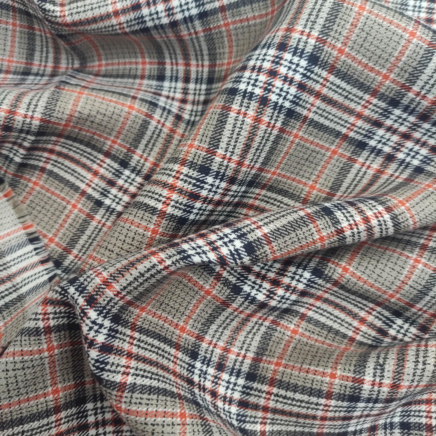 Premium Linen Gingham Fabric in brown black white | multicolor check T124
