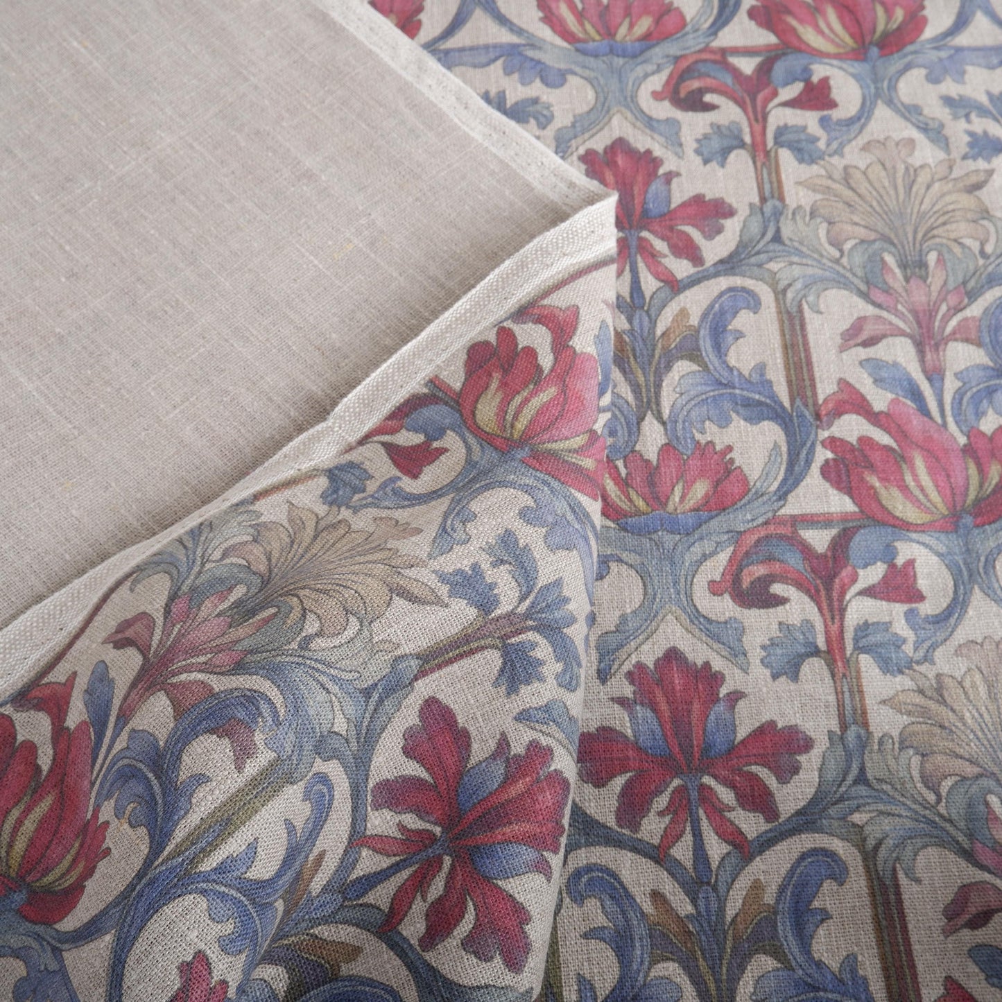 100% LINEN Fabric Art deco - Arched print linen Fabric upholstery home textile Art Nouveau Designer Textile Medieval Inspired Vintage