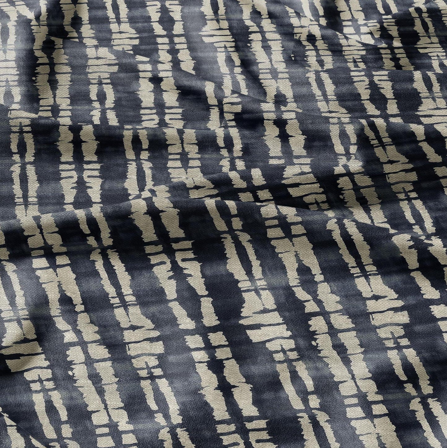 100% LINEN Fabric in indigo blue abstract print - Wabi sabi linen fabric for upholstery home decor curtains dress making pillowcases