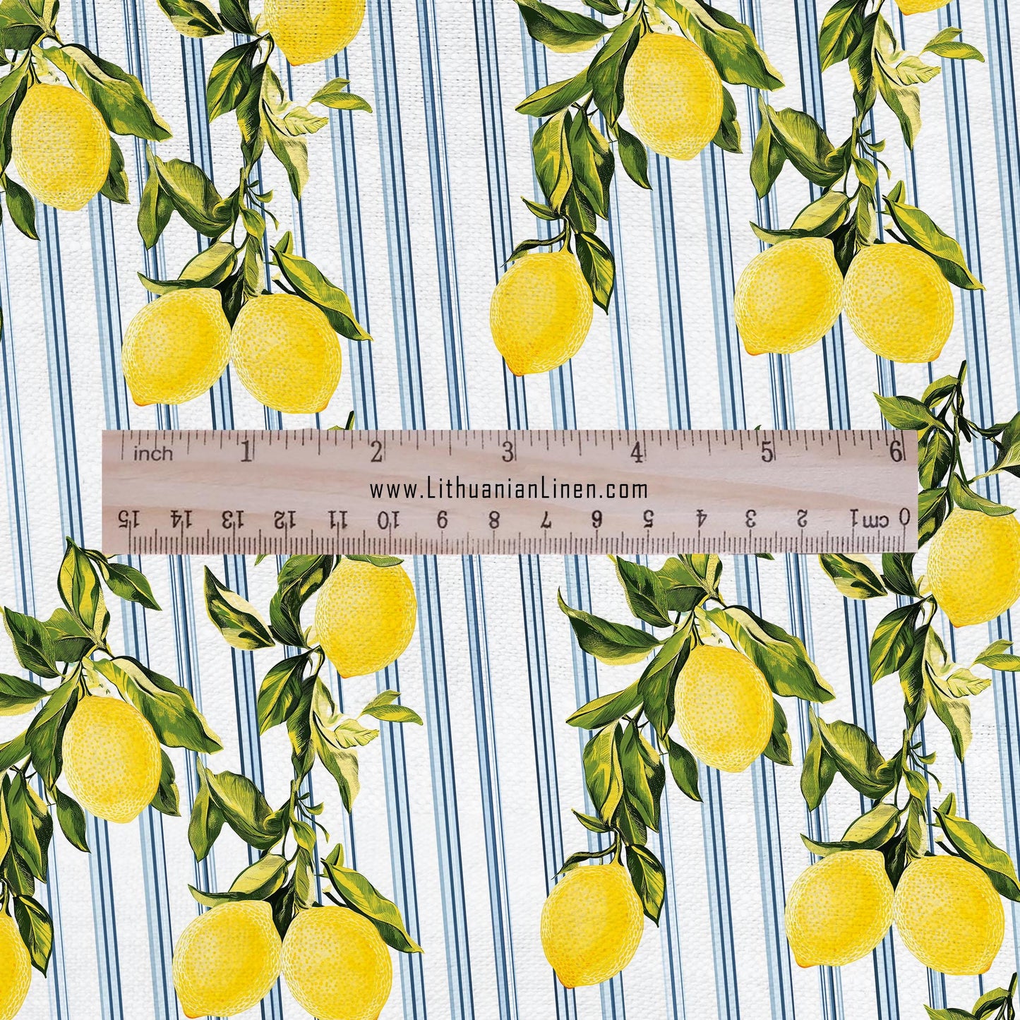 100% LINEN Fabric with lemon stripe pattern - linen fabric for upholstery home decor dressmaking clothing sewing LithuanianLinen