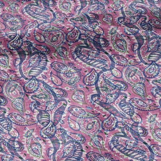 100% linen Vintage Brown Paisley Print fabric for Curtain Upholstery Cushion - Vintage Indian block print fabric for dress making sewing