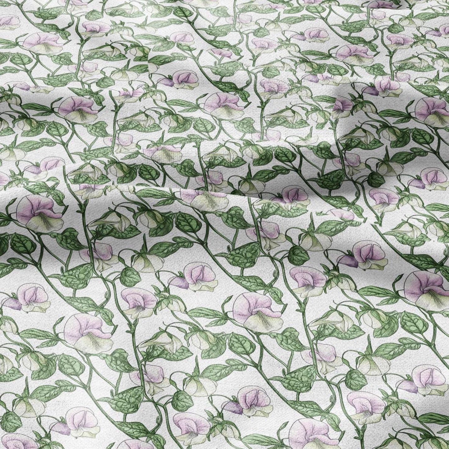 100% LINEN Sweet PEA Art and Crafts Fabric - flax linen fabric botanical floral for cushion curtains dress making