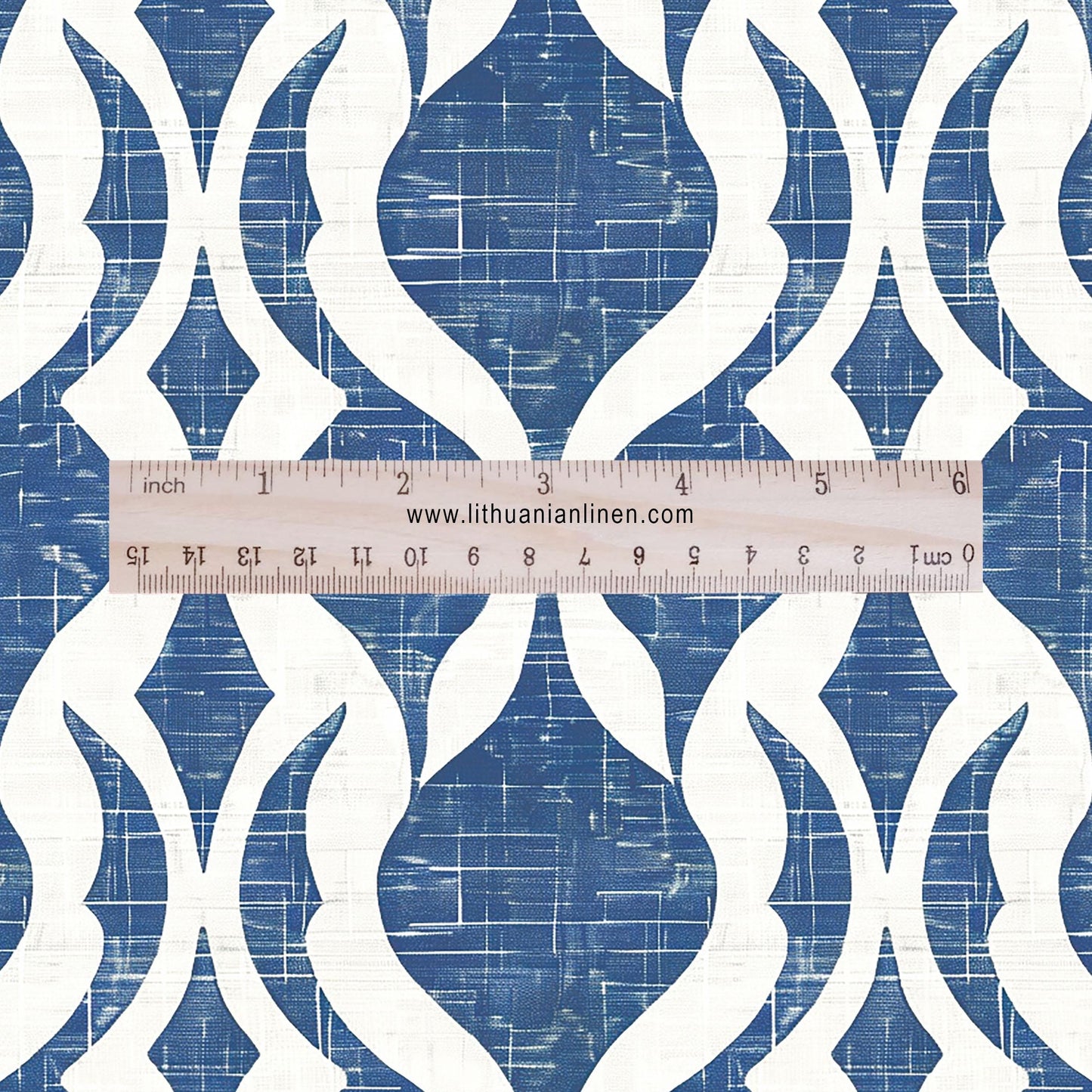 100% LINEN Fabric Abstract indigo blue - stripe blue print on linen fabric for upholstery curtains dress making 2431