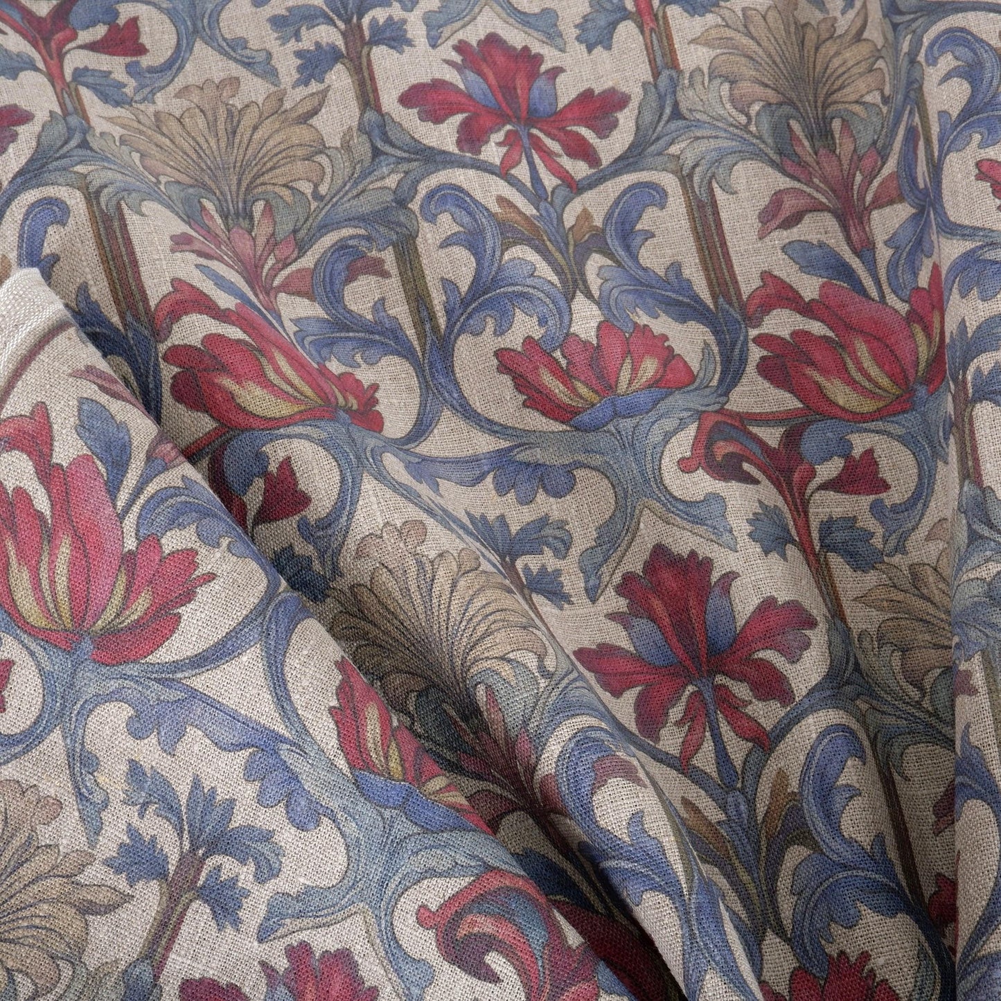 100% LINEN Fabric Art deco - Arched print linen Fabric upholstery home textile Art Nouveau Designer Textile Medieval Inspired Vintage