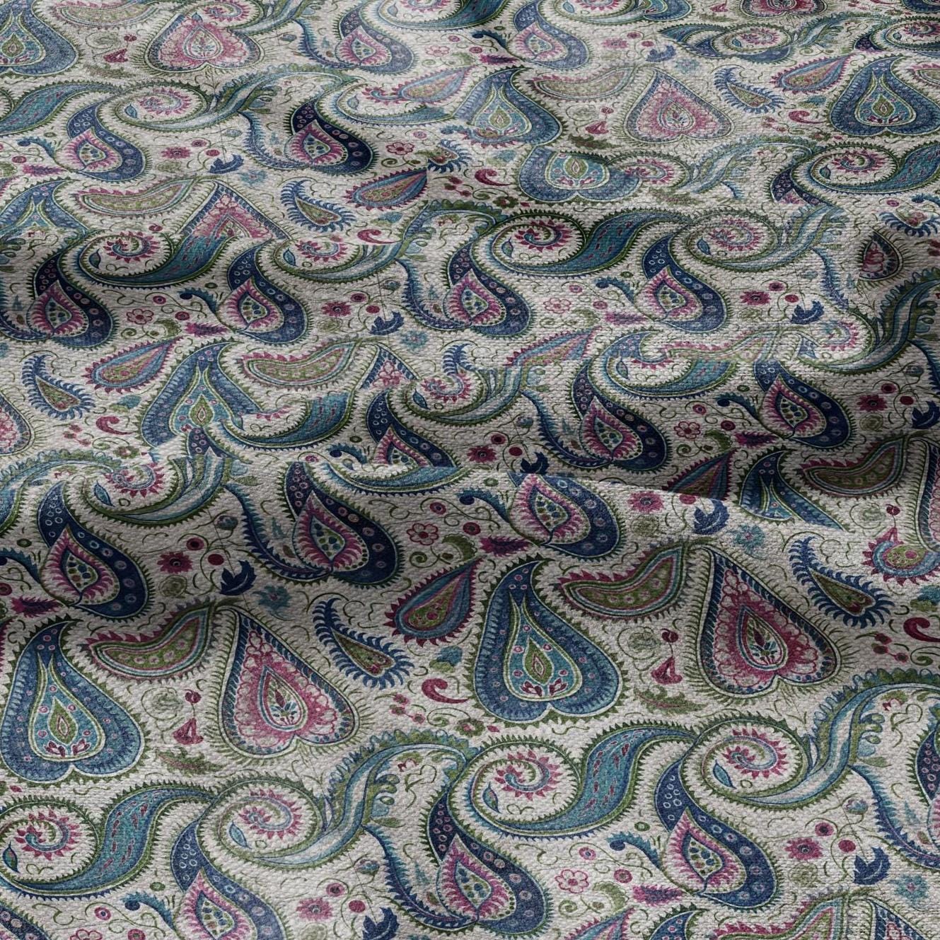 100% LINEN Fabric Paisley print 2500