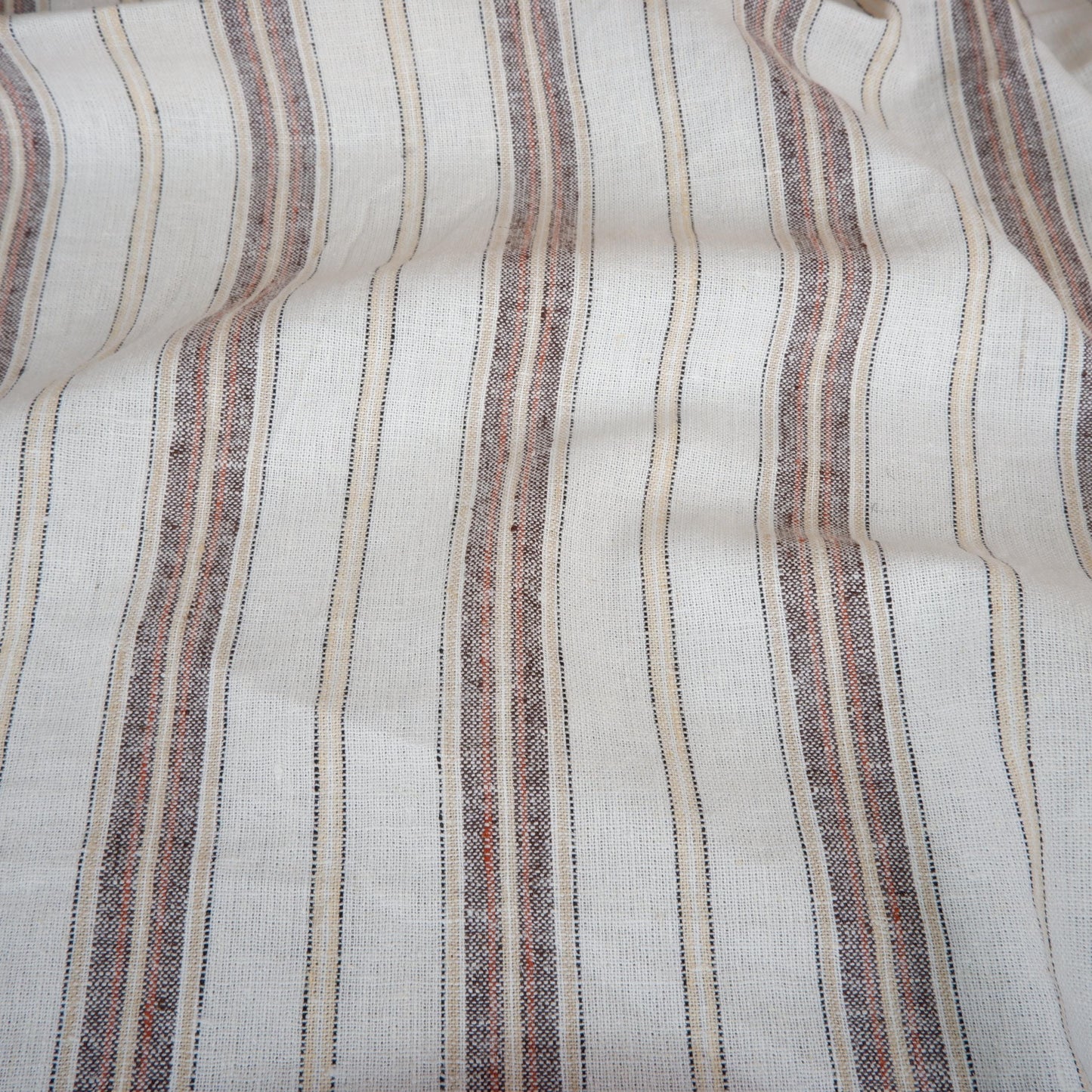 Premium Linen striped Fabric in red navy white | Medium weight multicolor stripes Copenhagen Stripe for clothing home textile