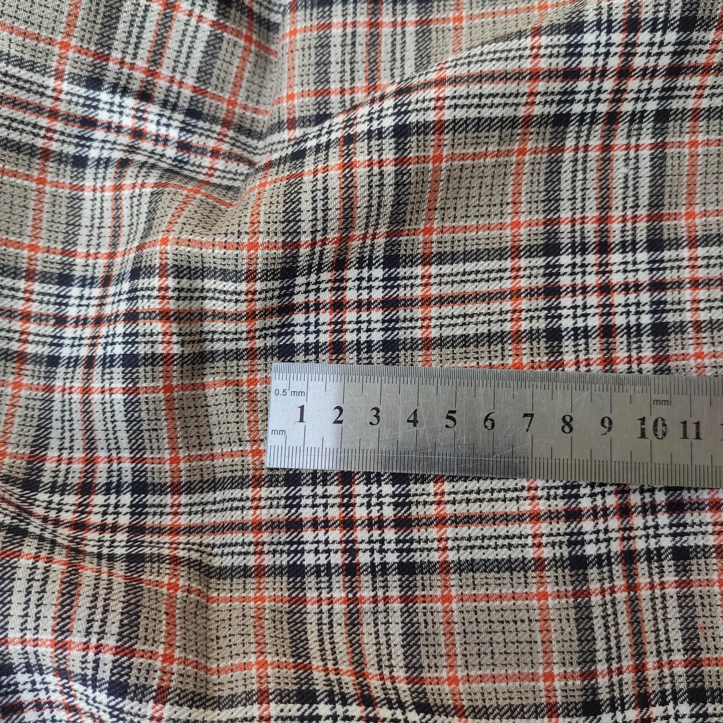 Premium Linen checked Fabric in black natural brown linen | malmo check Medium weight natural black brown