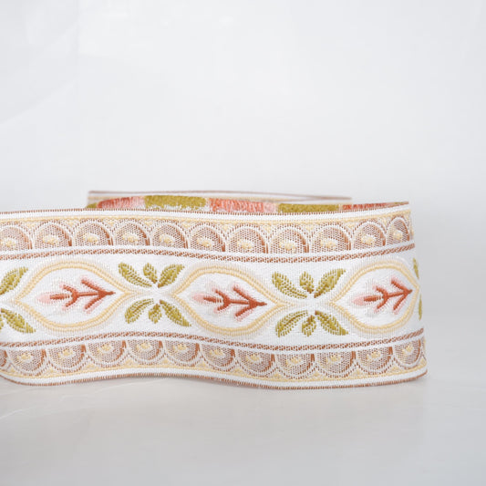 Jacquard woven fabric trim - Ribbon width 60 mm or 2.3" - Pale pink Decorative webbing Tape Trim
