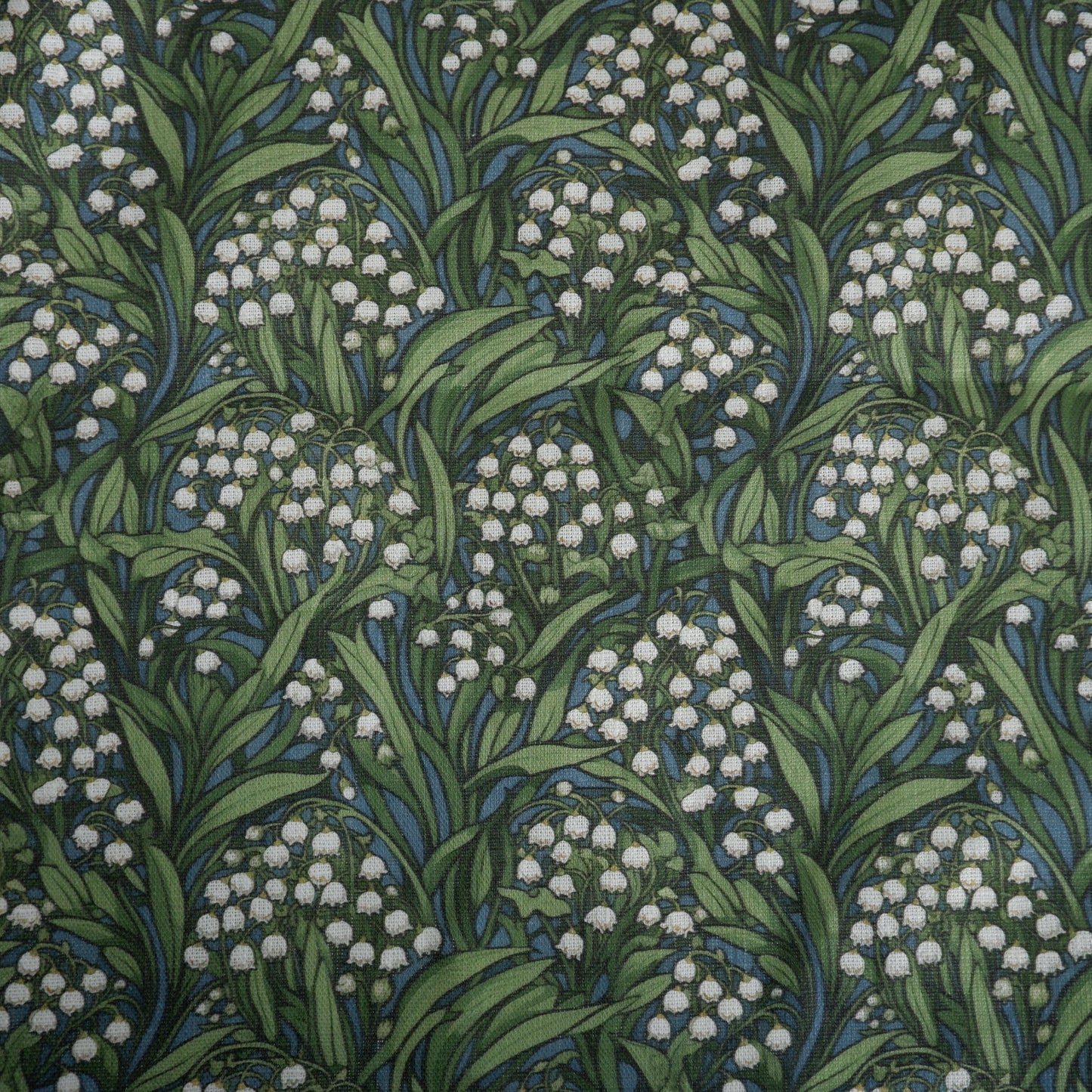 100% LINEN Fabric Lily of the valley - floral green print on linen - botanical greenery fabric linen upholstery dress making