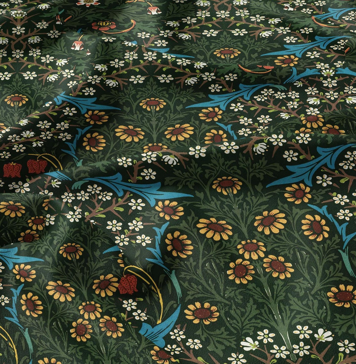 William Morris Blackthorn 100% LINEN Fabric, British linen floral upholstery home textile Victorian fabrics