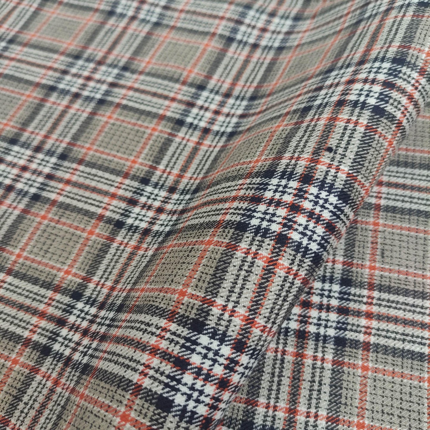Premium Linen Gingham Fabric in brown black white | multicolor check T124