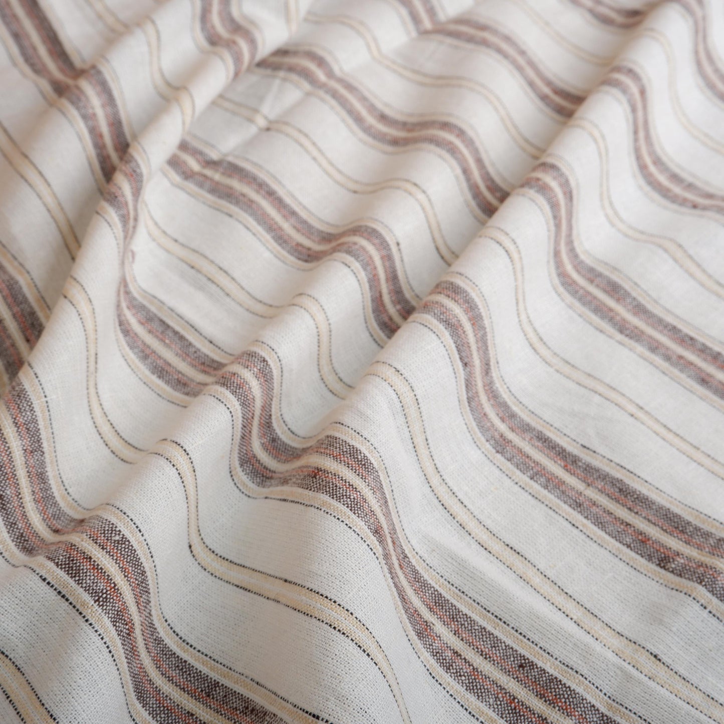 Premium Linen striped Fabric in red navy white | Medium weight multicolor stripes Copenhagen Stripe for clothing home textile