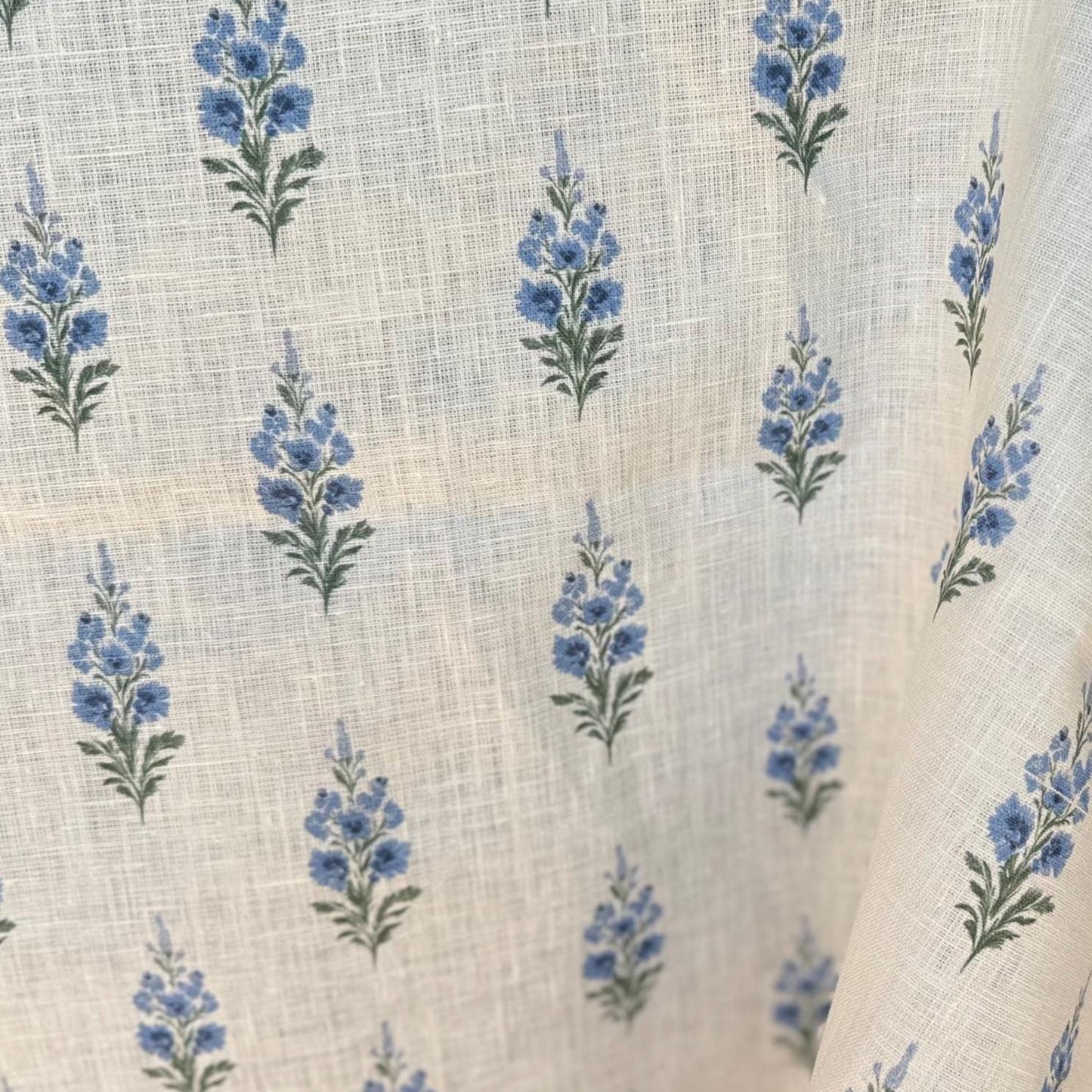 100% LINEN Fabric block print green red on white - linen fabric with floral print -heavy linen fabric for upholstery home decor 2640