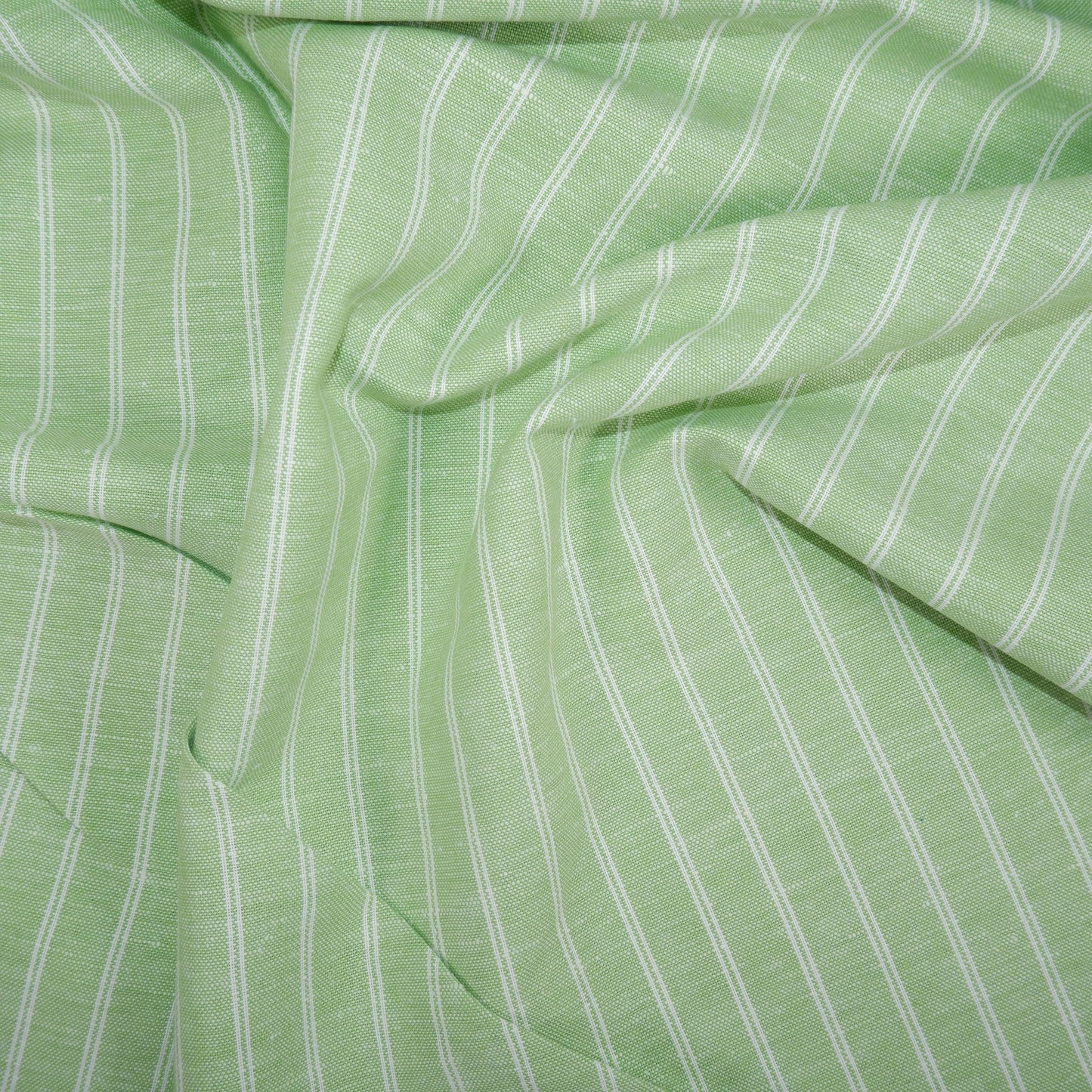 Premium Linen striped Fabric in pale green | Medium weight multicolor stripes Padua pinstripe for clothing home textile
