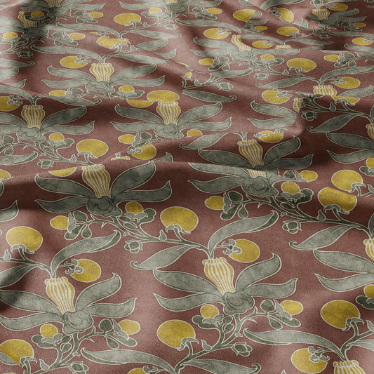 Passion fruit CFA Voysey print on 100% LINEN - Art Nouveau Art crafts linen Fabric - botanical Historical upholstery home textile 2767