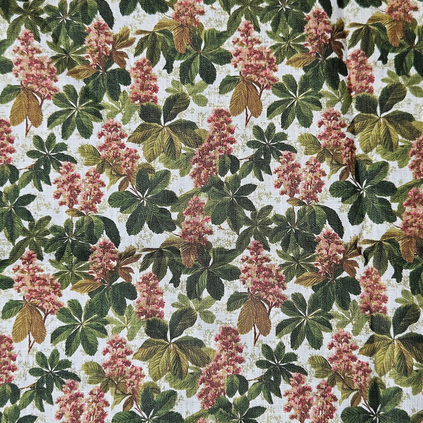 100% LINEN Fabric Chestnut tree print - French linen floral blossom - for upholstery heavy or medium for dressmaking 2644