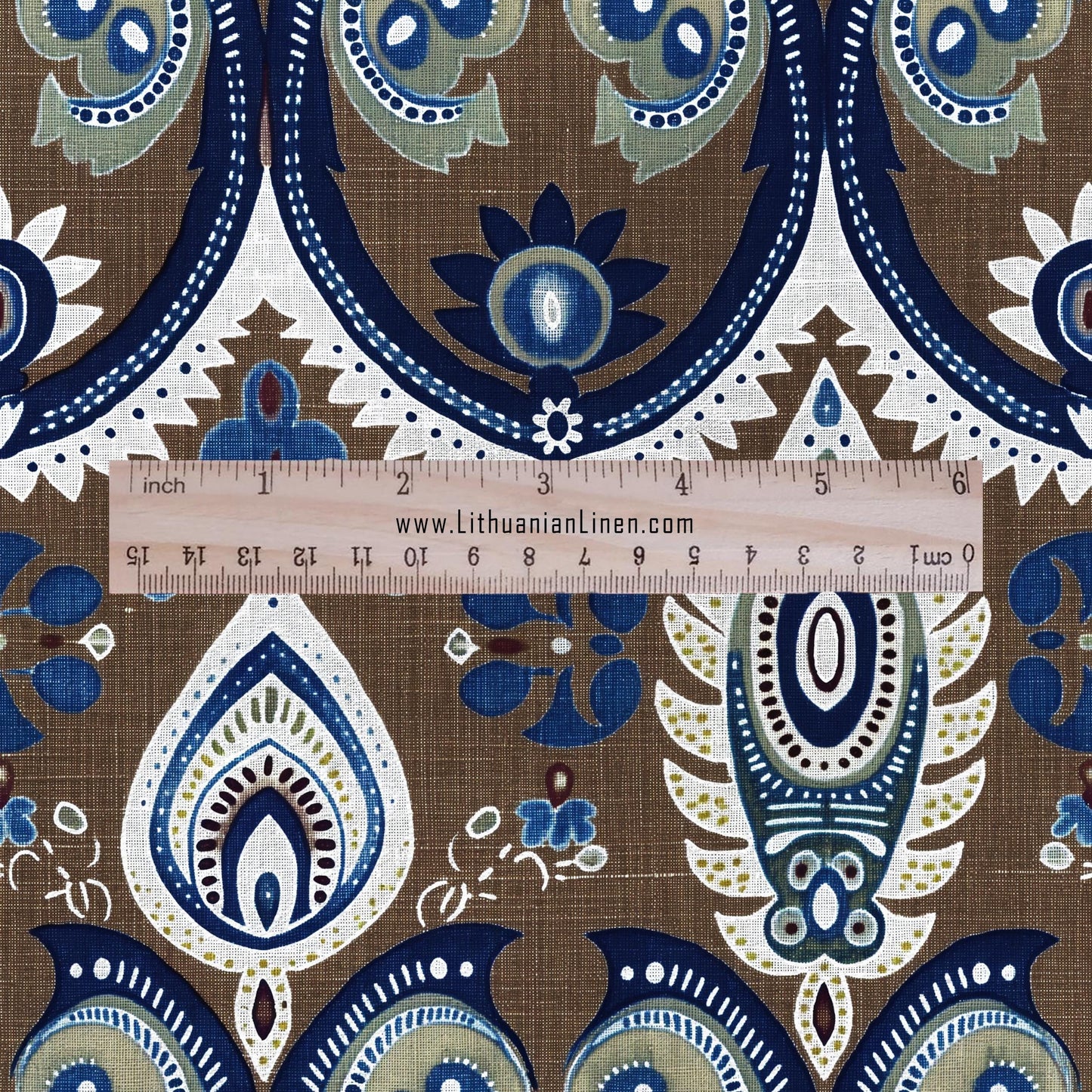 100% linen Vintage Brown Paisley Print fabric for Curtain Upholstery Cushion - Vintage Indian block print fabric for dress making sewing