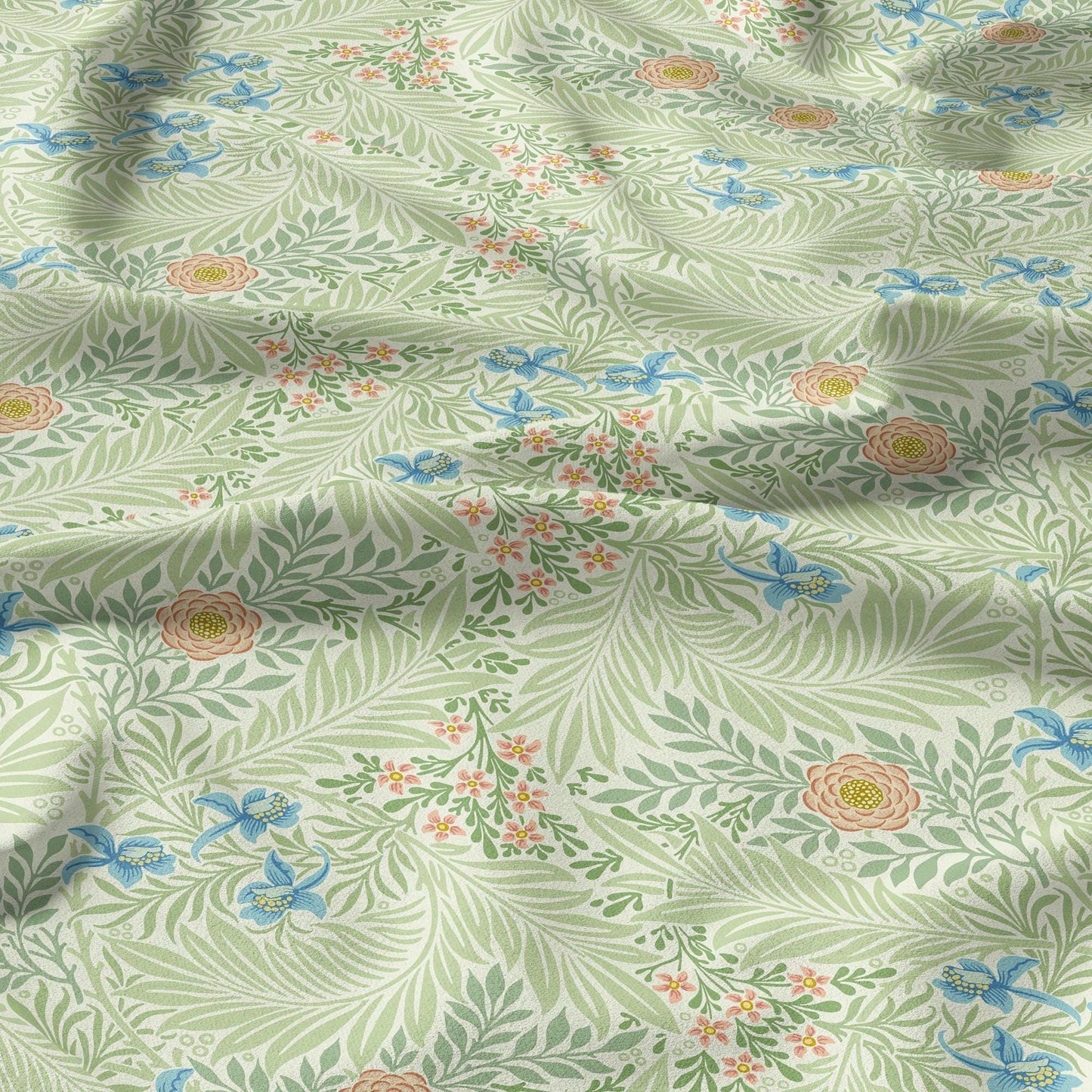 William Morris Lakspur print 100% LINEN, Victorian Art and crafts linen Fabric, Linen fabric botanical Historical upholstery home textile