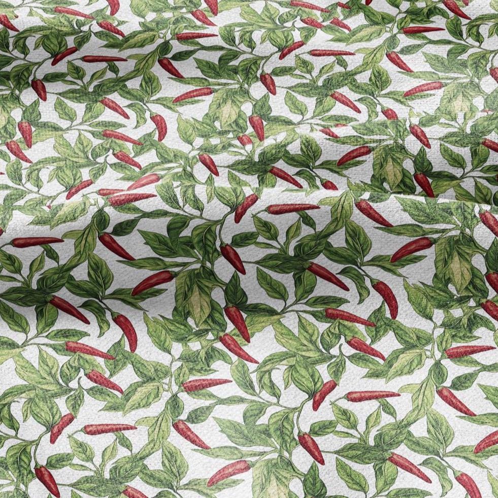 100% LINEN Fabric Chili pepper print linen - floral linen botanical fabric for upholstery home decor dress making 2206
