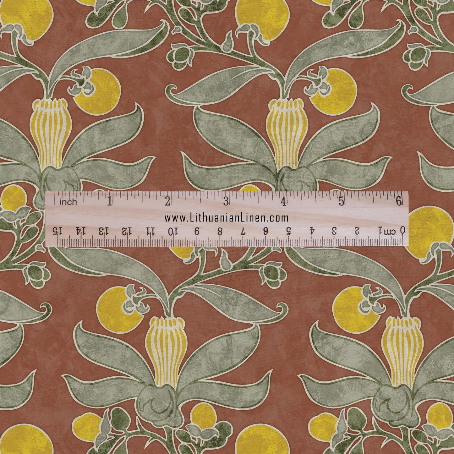 Passion fruit CFA Voysey print on 100% LINEN - Art Nouveau Art crafts linen Fabric - botanical Historical upholstery home textile 2767