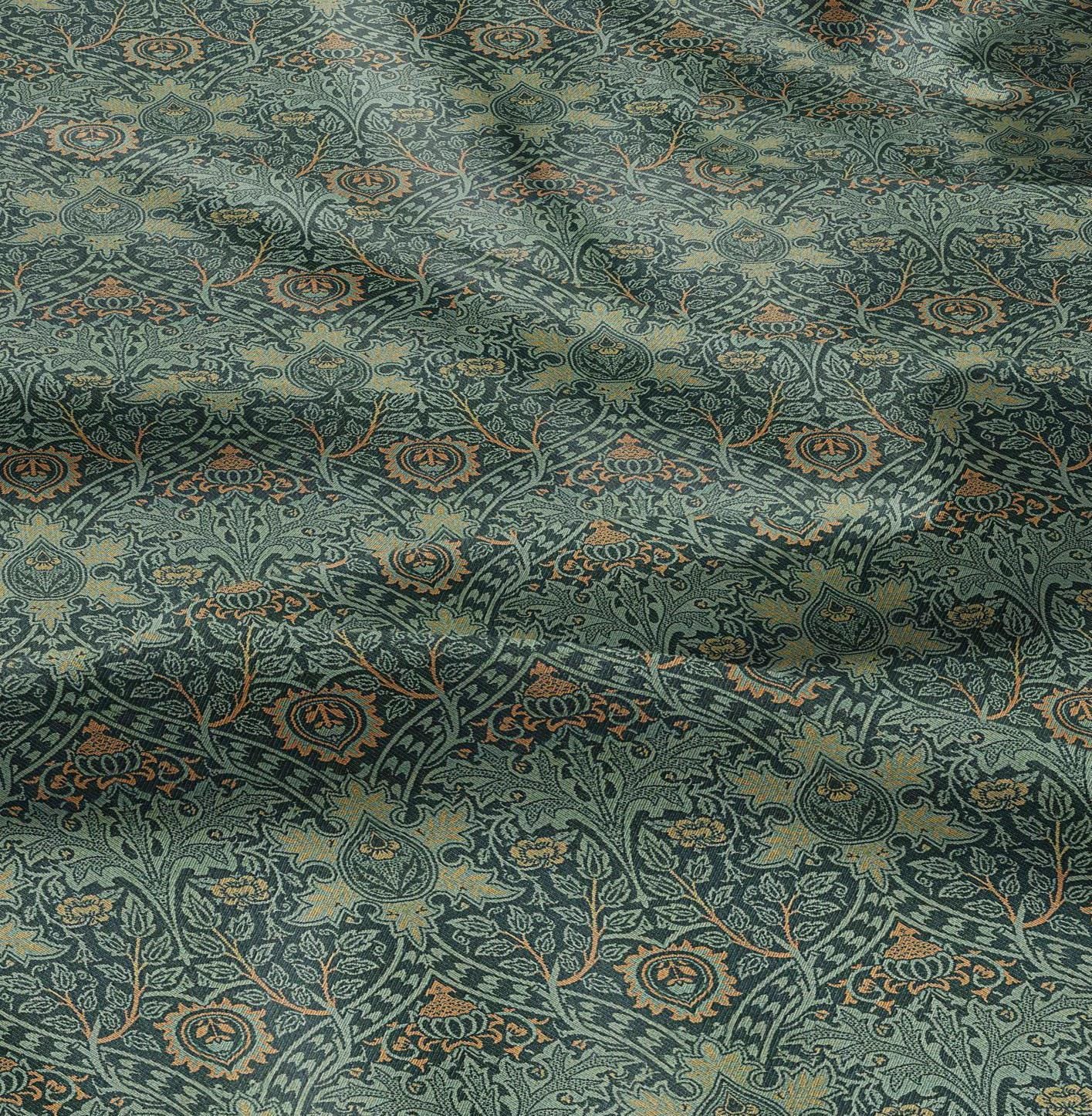 William Morris Ispahan print 100% LINEN, Victorian Art and crafts linen fabric botanical Historical upholstery home textile
