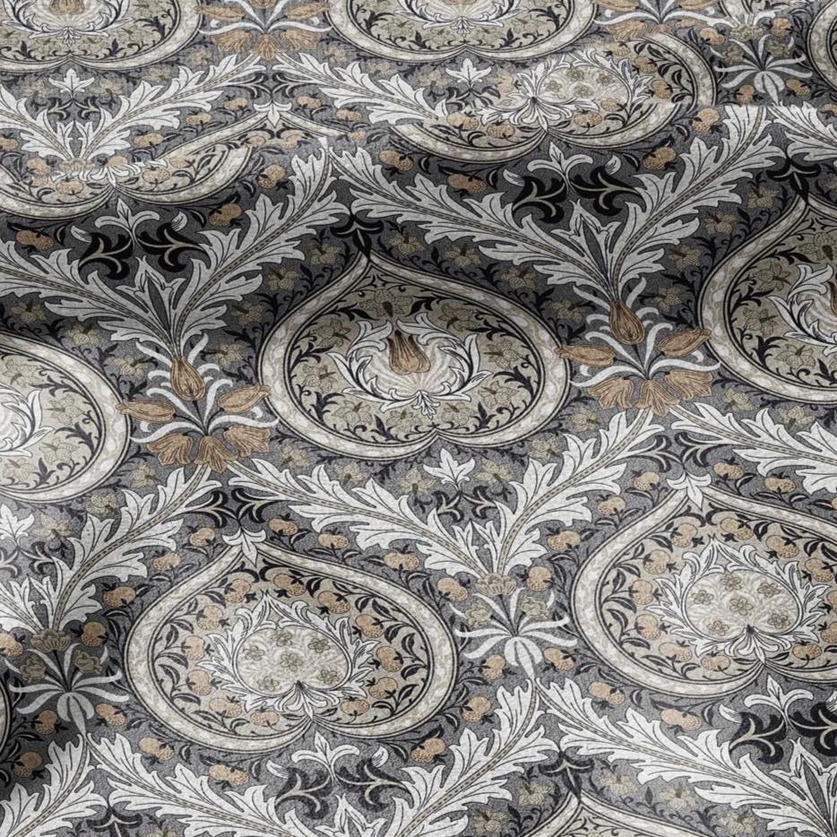 William Morris Eden grey print on 100% LINEN - Victorian Art crafts linen Fabric - botanical Historical upholstery home textile