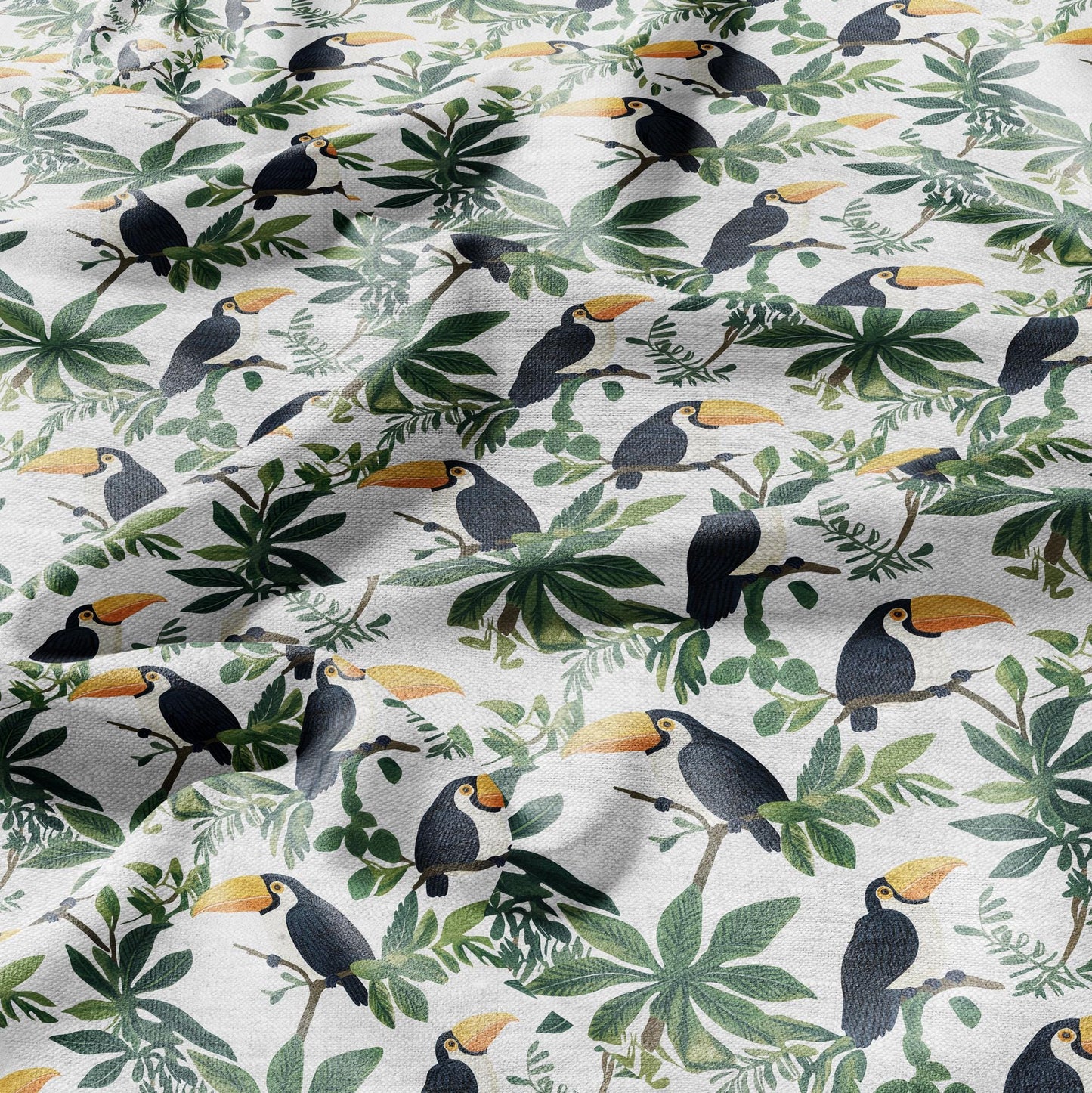 100% LINEN FabricTropical Toucan birds - floral linen Fabric by the Yard by LithuanianLinen for upholstery dressmaking curtains home textile