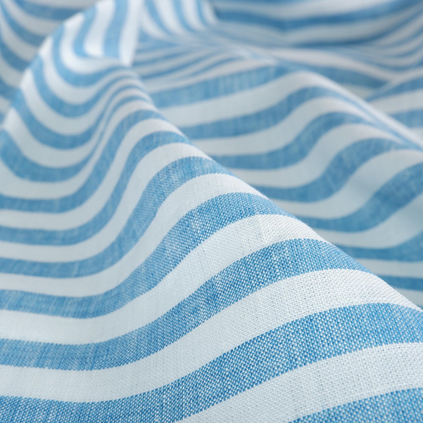 Premium Linen striped Fabric in blue white neutral linen | Flag stripe Medium weight ink blue white stripes home textile vintage heritage