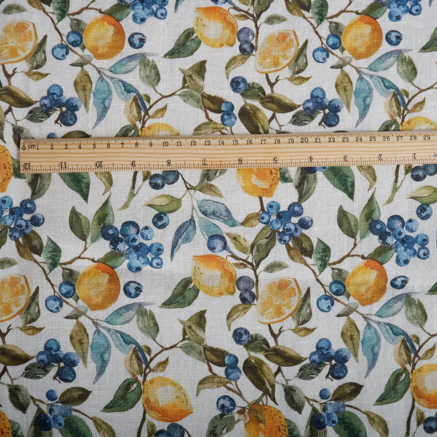 100% LINEN Fabric with lemon blueberry pattern - linen fabric for upholstery home decor dressmaking clothing sewing LithuanianLinen