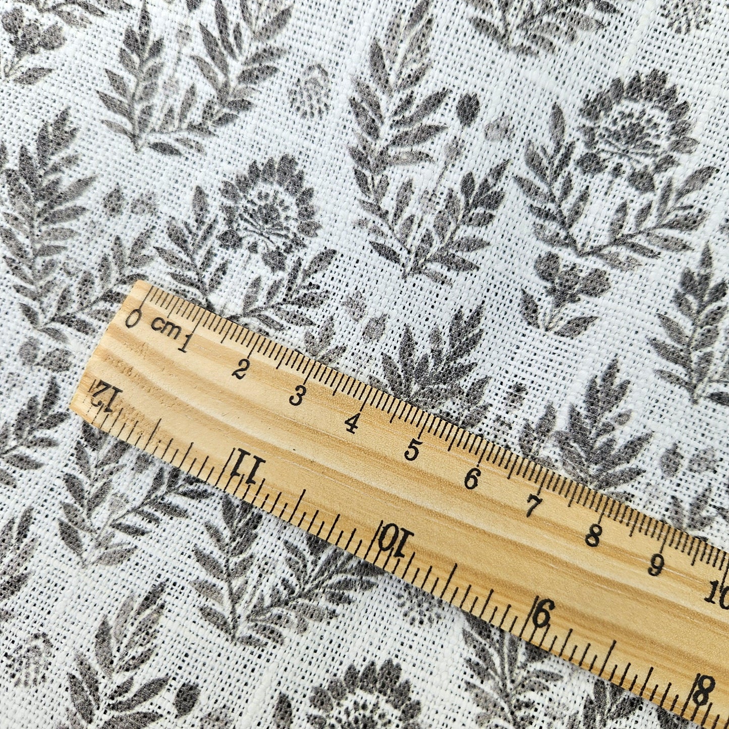100% LINEN Fabric block print grey white - heavy linen fabric for upholstery home decor or medium for clothing 368W