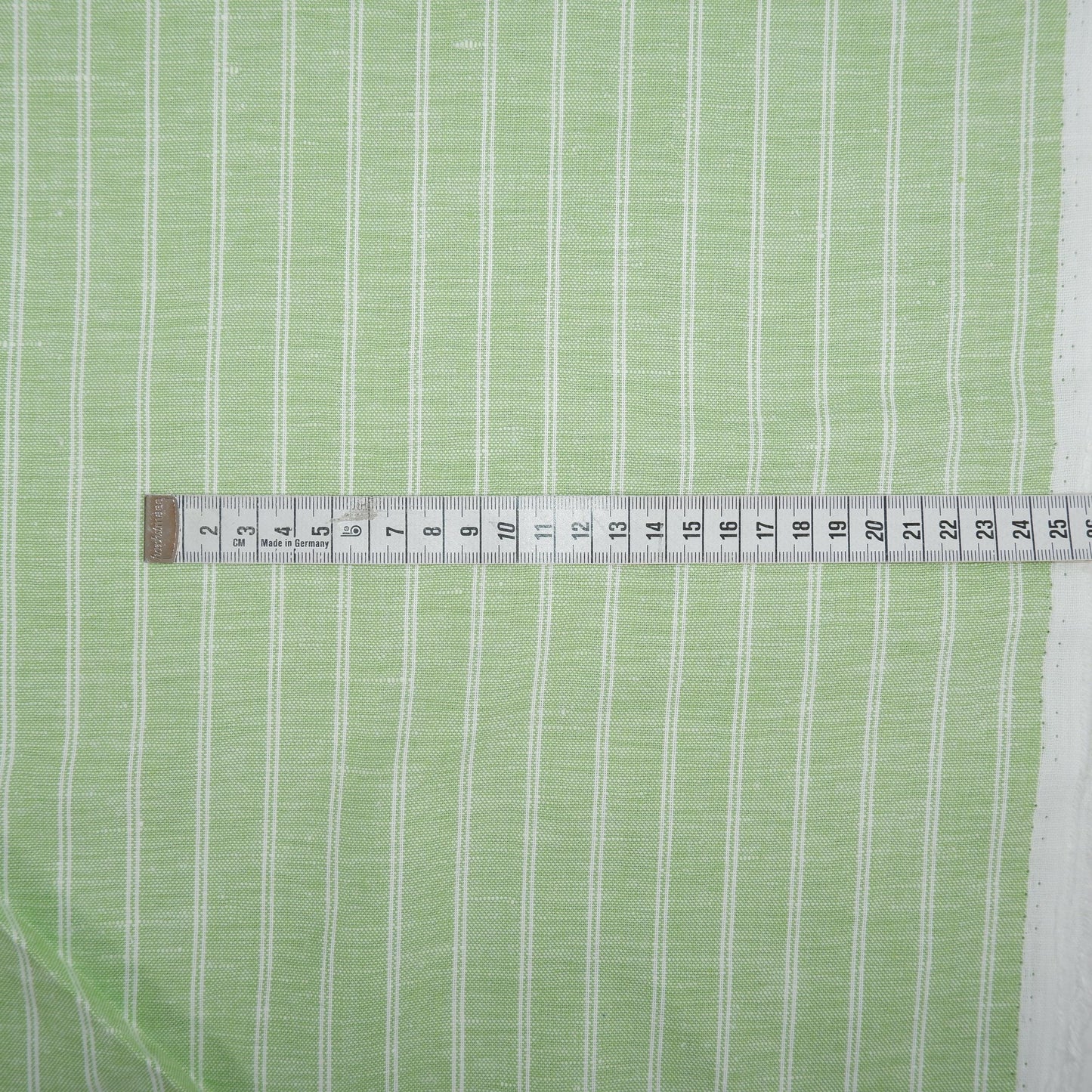 Premium Linen striped Fabric in pale green | Medium weight multicolor stripes Padua pinstripe for clothing home textile