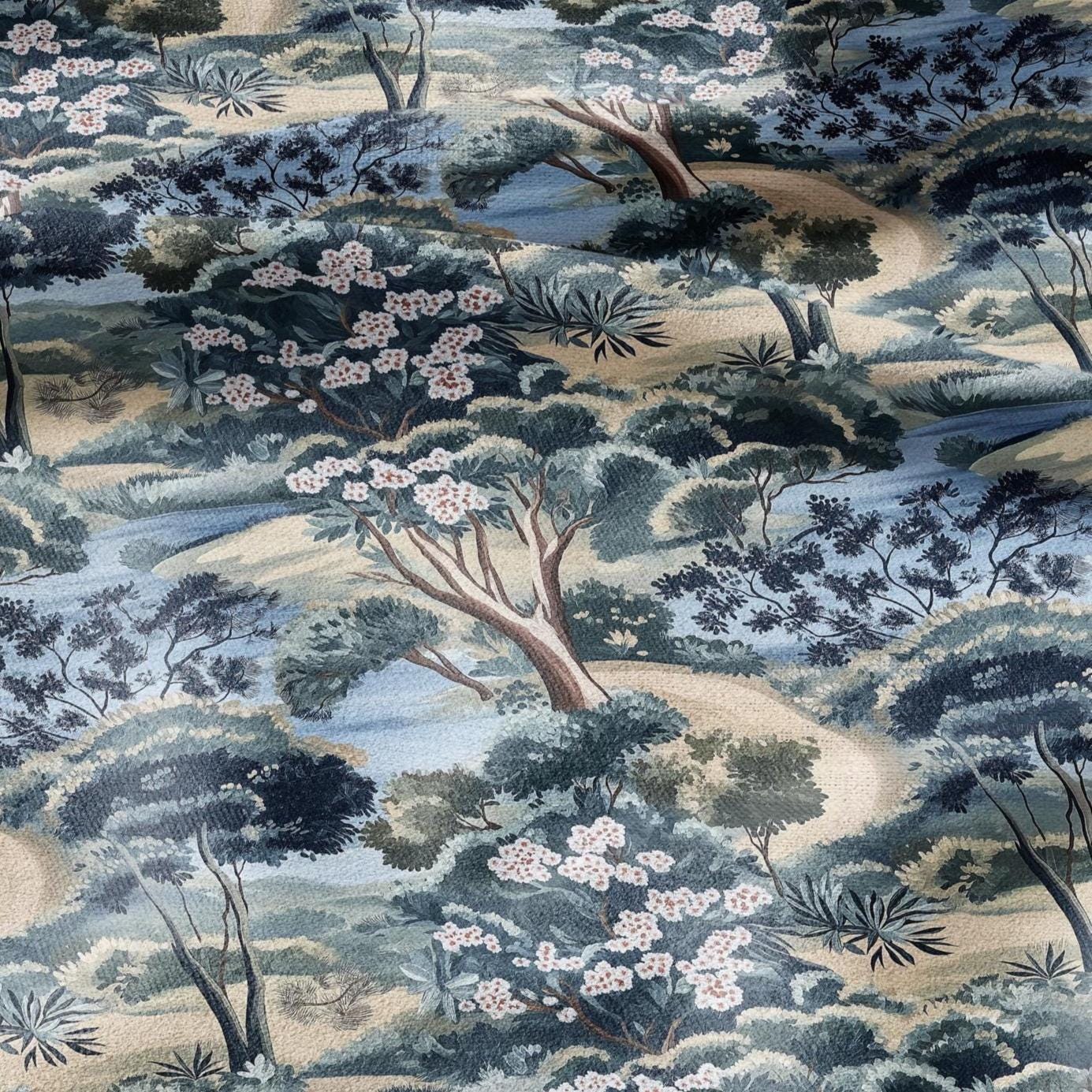 100% LINEN Fabric Garden blossom print - botanical linen fabric - heavy linen fabric for upholstery home decor curtains cushions