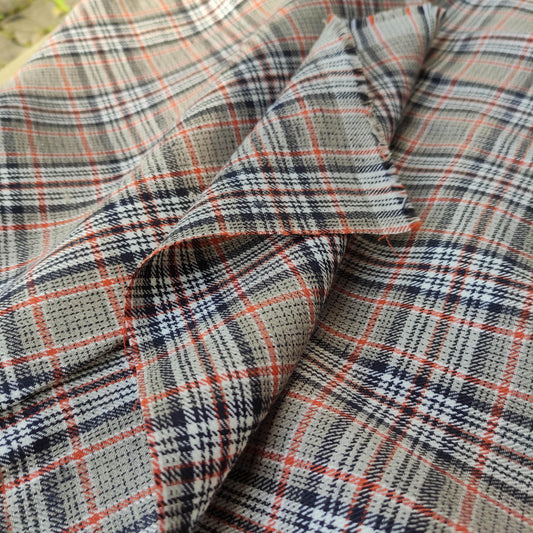 Premium Linen checked Fabric in black natural brown linen | malmo check Medium weight natural black brown