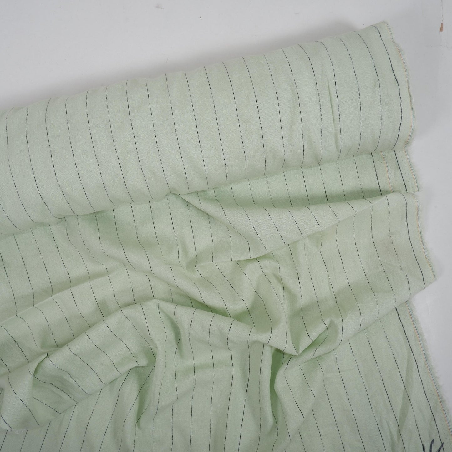 Premium Linen striped Fabric in pale blue | Toulouse stripe Medium weight multicolor stripes Copenhagen Stripe