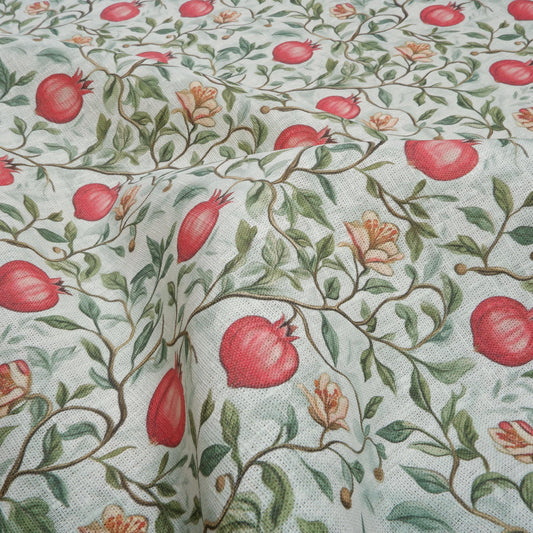 100% LINEN Fabric Pomegranate pattern - floral botanical Fruit heavy linen fabric for upholstery home decor clothing dressmaking