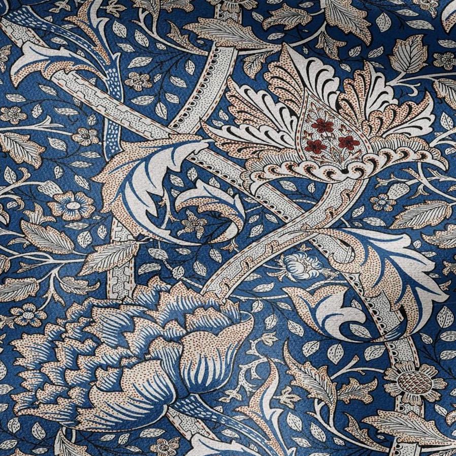 William Morris Windrush blue print on 100% LINEN - Victorian Art crafts linen Fabric - botanical Historical upholstery home textile