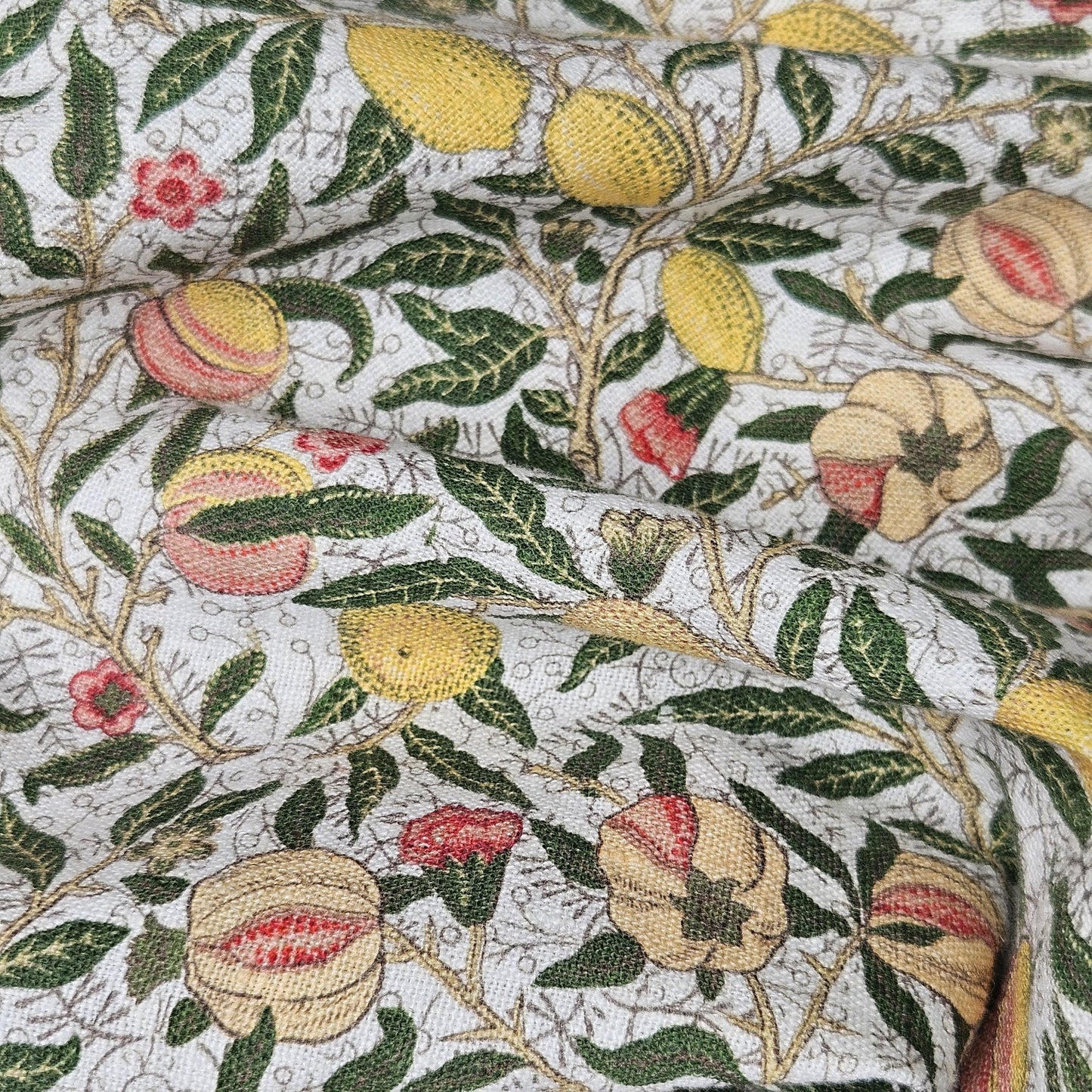 100% linen fabric with William morris Pomegranate print -Art crafts Victorian flax fabric upholstery heavy or medium dressmaking 2742