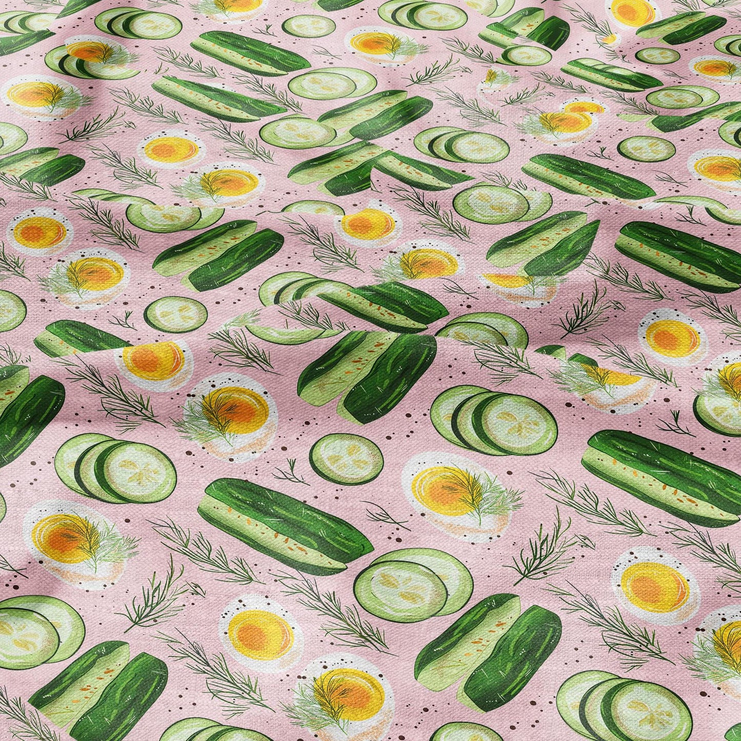 100% LINEN Fabric floral with Lithuania pink soup print - linen fabric cucumber egg dill print upholstery home decor curtains pillowcases