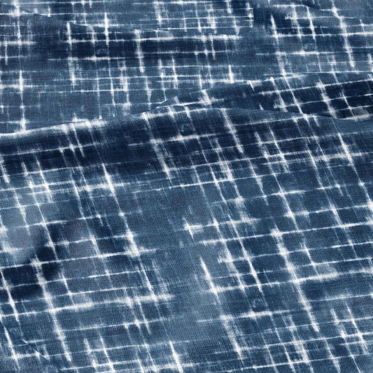 100% LINEN Fabric indigo blue print - Shibori abstract - upholstery curtains dress making 2970