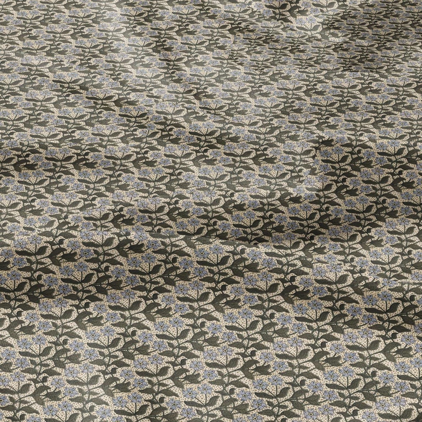 100% linen Periwinkle prints fabric for Curtain Upholstery Cushion - Art deco flower print fabric for dress making sewing