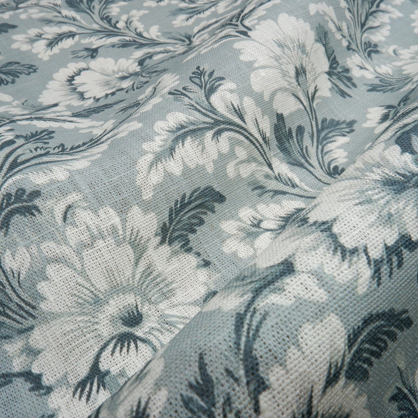 100% LINEN Fabric green floral pattern on linen fabric - floral botanical Fruit heavy linen fabric for upholstery home decor