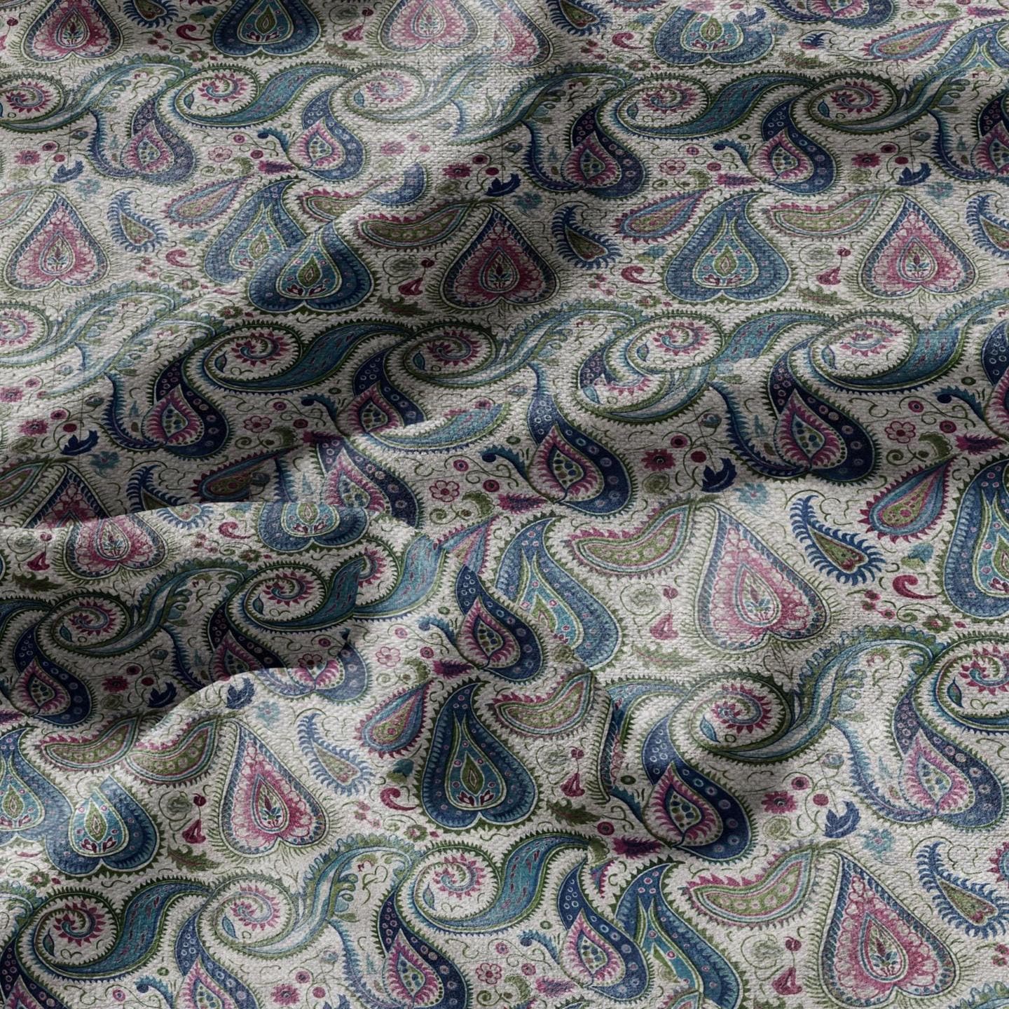 100% LINEN Fabric Paisley print 2500