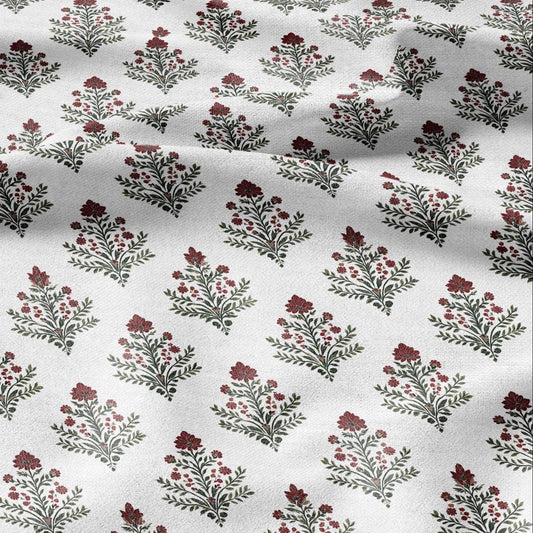 100% LINEN Fabric Karnikara block print - Indian floral linen heavy for upholstery home decor - medium for dress making 2832