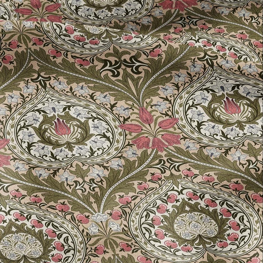 William Morris Eden green print on 100% LINEN - Victorian Art crafts linen Fabric - botanical Historical upholstery home textile